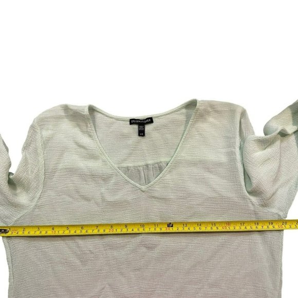 Eileen Fisher Light Green Crepe 3/4 Sleeve Tunic Blouse‎ Womens L - Picture 4 of 5